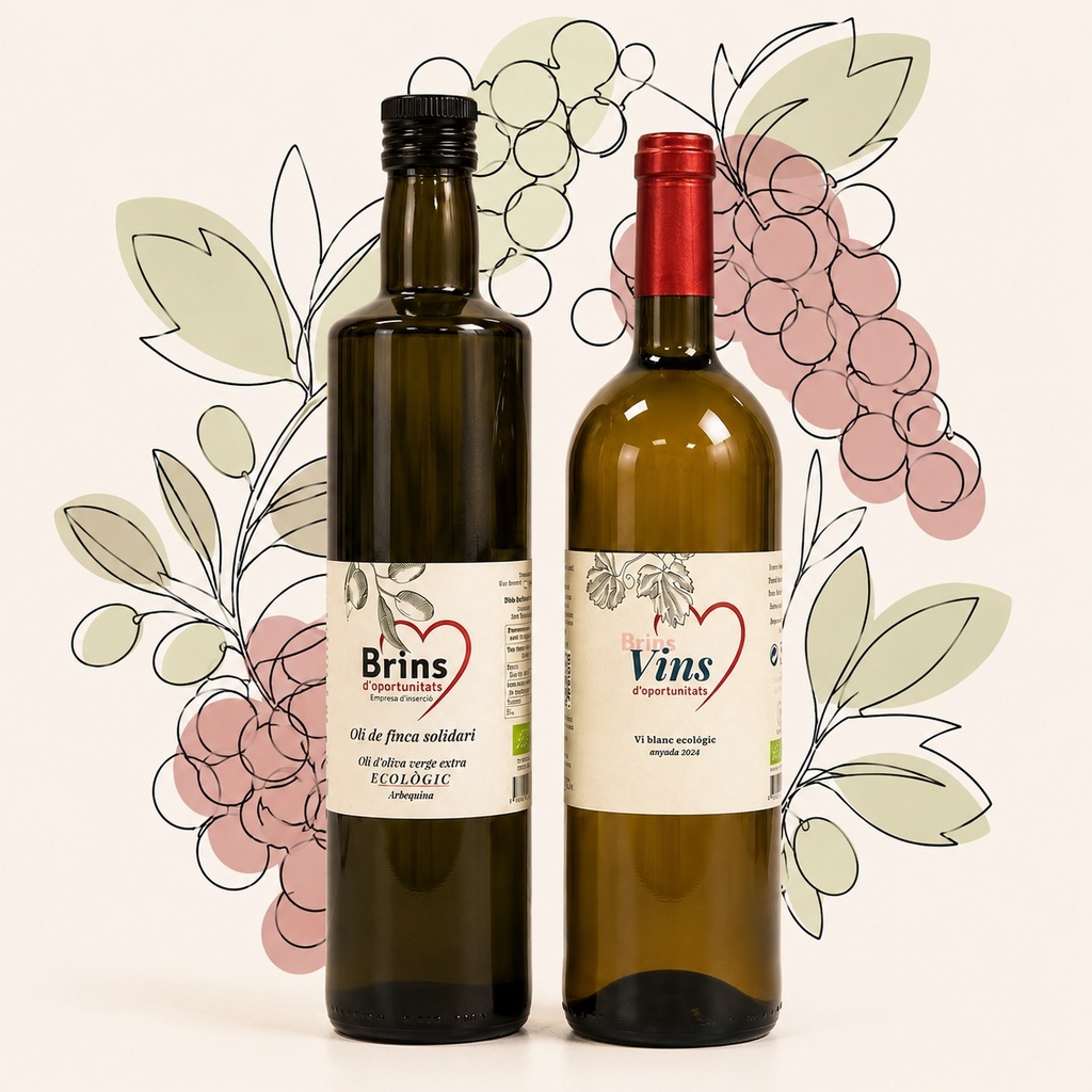 Pack de Botella Aceite + Botella Vino Blanco (ecológicos)