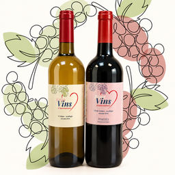 Pack de dos botellas de vino (Blanco y negro) ecológico