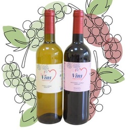 Pack of two bottles of organic wine (white+red)